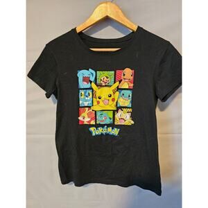 Pokemon Graphic T-Shirt Kids Size S (3–5) Black Pikachu Character Tee